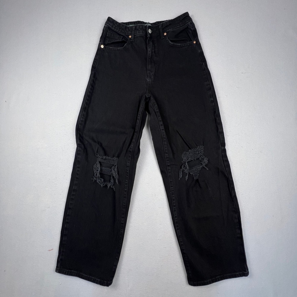 Wild Fable Jeans Women‎ 8/29R Black Distressed High Rise Straight Leg Denim Edgy